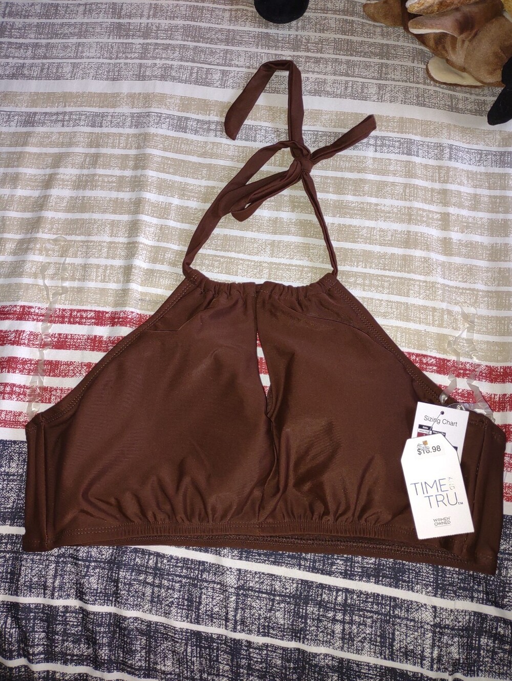 Brown Time & Tru Swim Top